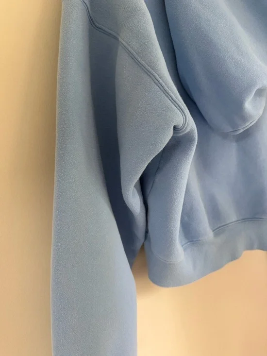 TNA Cozy Fleece Boyfriend Zip Up Hoodie Cropped Light Blue - Picture 6 of 14